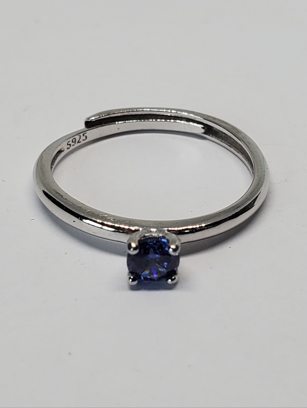 Sterling Silver Blue CZ Solitaire Ring